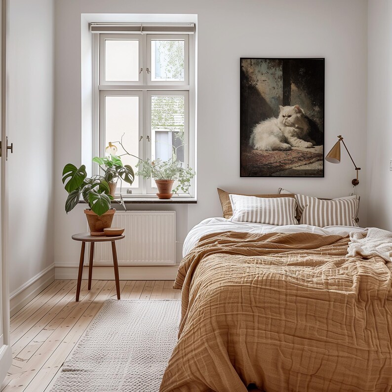 Persian Cat Print Oil Painting Wall Art Luxury Neutral Decor (unframed ...