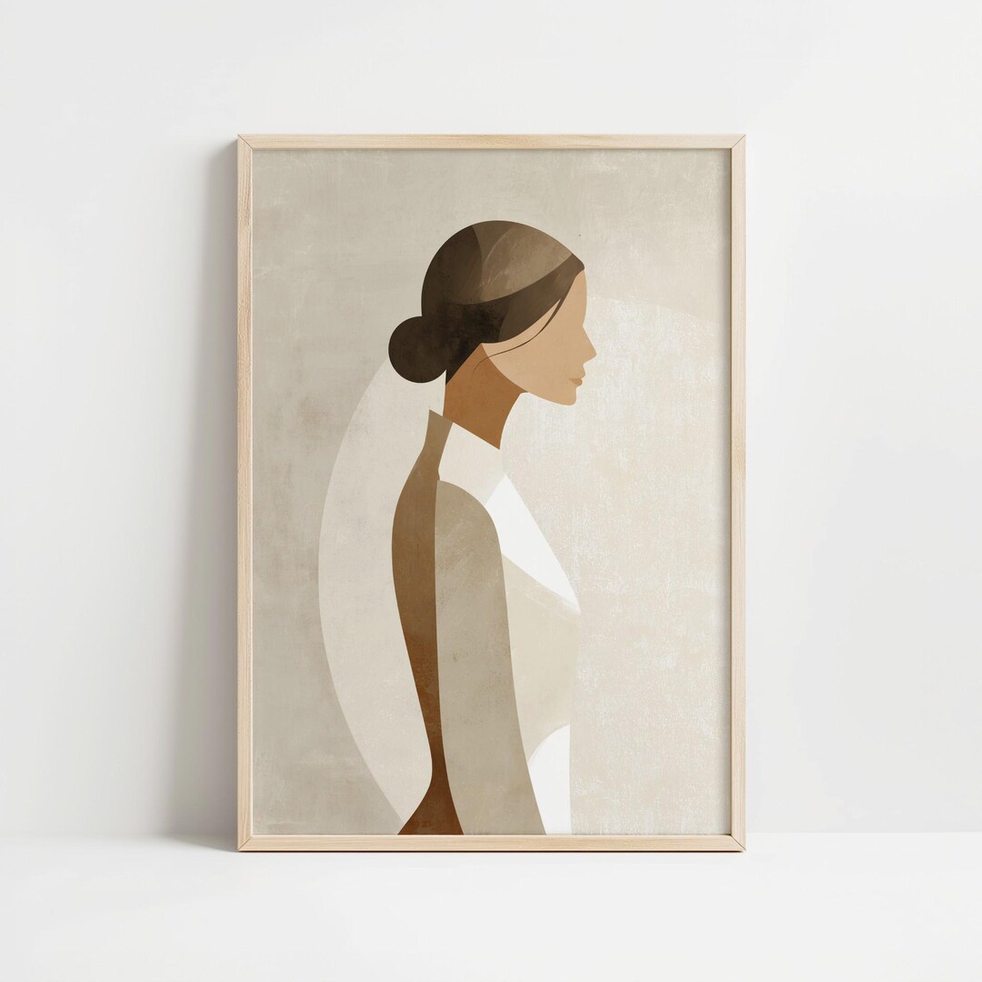 Minimalist Abstract Woman Portrait Wall Art Elegant Neutral Decor ...