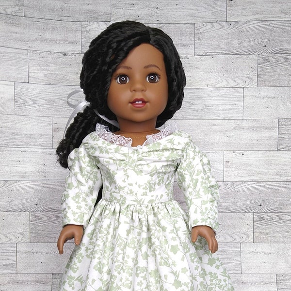 Doll clothing, historical clothing, 1830s dress, Meg dress, 18 inch doll clothes