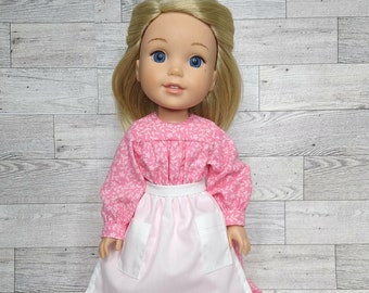 Prairie Girl, 14.5 inch doll clothes, historical clothing, country girl, apron, dress