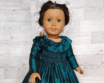 Historical doll dress, 18 inch doll clothes, 1780s fashion, doll dress