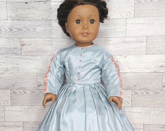 Doll dress, historical fashion, 1860s dress, Amy dress, 18 inch dolls,