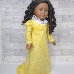 Regency dress, fits 18 inch dolls, historical clothing, doll dress