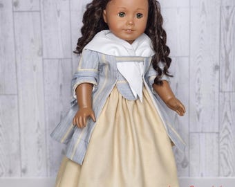 Saque Back Gown: 1770s Historical Doll Dress for 18-inch Dolls