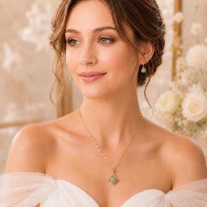 sage green dress jewelry Sage Green Necklace and Earrings