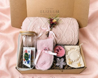 Birthday Gift Box for Her Relaxation Spa Set Self Care Package for Women Cozy Candle Gift Wellness Box Thinking of You Custom Mom Basket