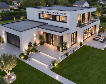 Plan maison moderne étage 5 chambres 200m2 | lien pdf téléchargement