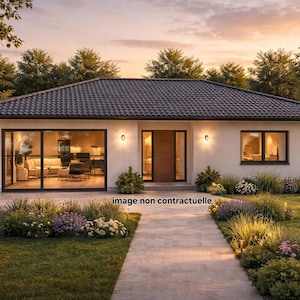 Progetto di casa moderna a un piano con 3 camere da letto e 1 bagno, 85 m2 | Link per il download del PDF