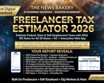 Freelancer TAX ESTIMATOR 2026 | Self-Employment Tax Calculator | Federal State Quarterly | Interactive Web App
