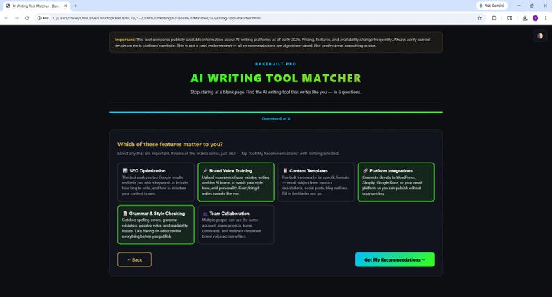 AI WRITING Tool Matcher for Small Business Owners — Stop Staring at a Blank Page — Web App (Digital Download) image 13