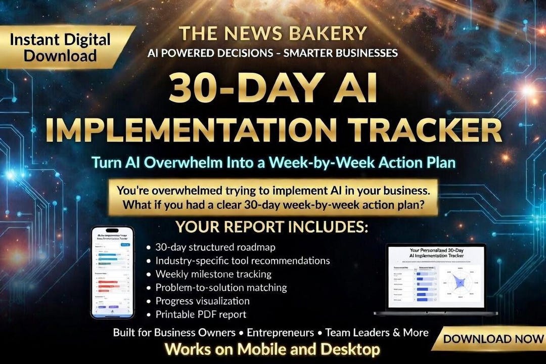 30-day AI Implementation TRACKER — Week-by-week Action Plan, Small ...