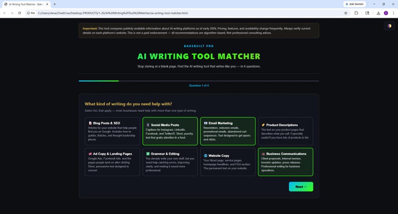 AI WRITING Tool Matcher for Small Business Owners — Stop Staring at a Blank Page — Web App (Digital Download) image 7