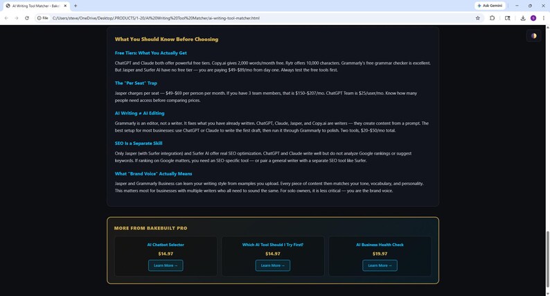 AI WRITING Tool Matcher for Small Business Owners — Stop Staring at a Blank Page — Web App (Digital Download) image 18