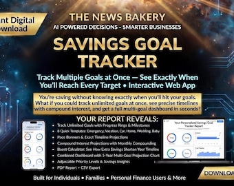SAVINGS GOAL Tracker | Multi-Goal Progress Calculator | Compound Interest | Interactive Web App