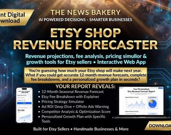 Etsy Shop REVENUE FORECASTER | Interactive Seller Calculator | Seasonal Projections Fee Analysis & Growth Tools