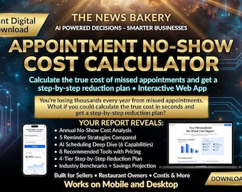 Appointment NO-SHOW COST Calculator | Interactive Tool for Dental, Medical, Salon | Includes Reduction Plan with Tool Recommendations