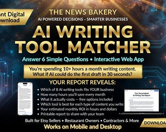 AI WRITING Tool Matcher for Small Business Owners — Stop Staring at a Blank Page — Web App (Digital Download)