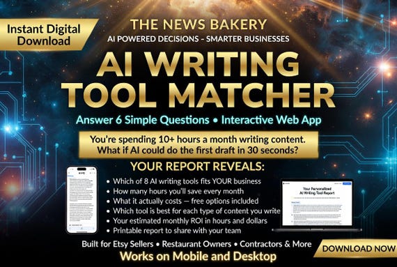 AI WRITING Tool Matcher for Small Business Owners — Stop Staring at a Blank Page — Web App (Digital Download)