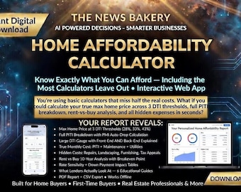 HOME AFFORDABILITY Calculator | Mortgage Budget Tool | DTI Rent vs Buy | Interactive Web App