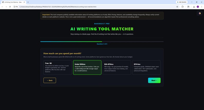 AI WRITING Tool Matcher for Small Business Owners — Stop Staring at a Blank Page — Web App (Digital Download) image 9