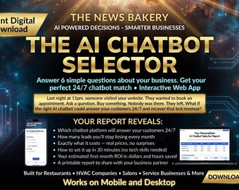 AI CHATBOT Selector for Small Business Owners  — Stop Losing Customers While You Sleep — Web App (Digital Download)
