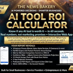 AI Tool ROI Calculator | Interactive BUSINESS Calculator | Instant Payback & Savings Analysis | Digital Download Web App