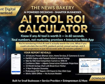 AI Tool ROI Calculator | Interactive BUSINESS Calculator | Instant Payback & Savings Analysis | Digital Download Web App
