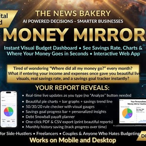 MoneyMirror Interactive Budget Planner - Web App – Visual Expense Tracker, Charts, Savings Goals (Digital Download)