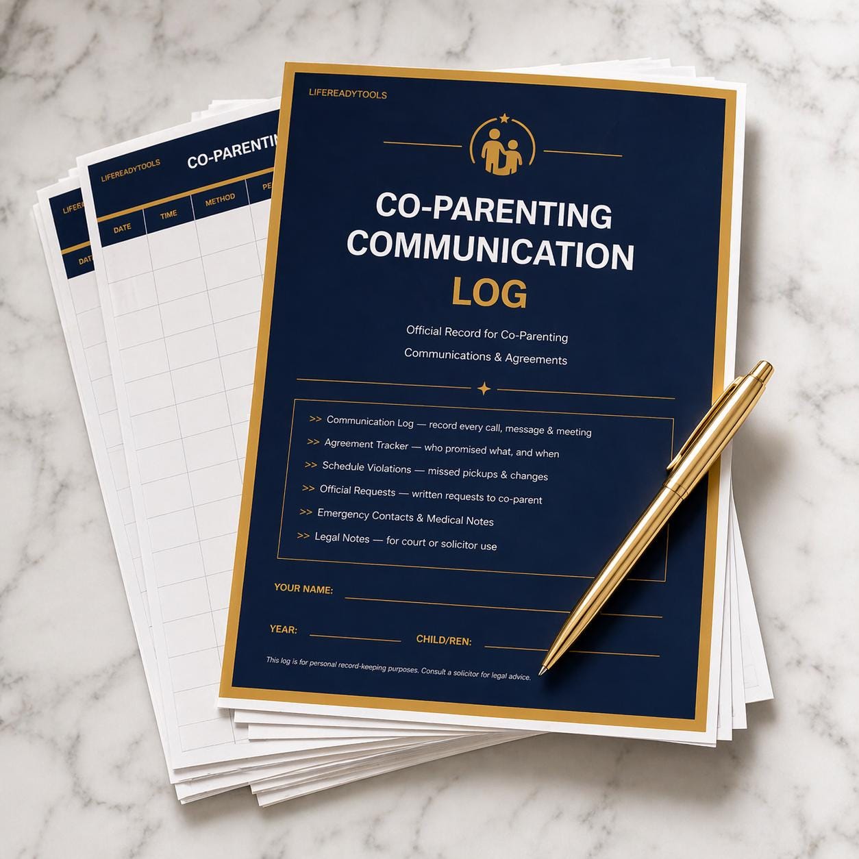 Co-parenting Communication Log Printable | Divorce Record Keeper ...
