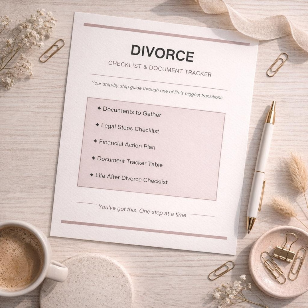 Pre Divorce Checklist.pdf Divorce Checklist Printable PDF | Divorce Document Tracker | Legal ...