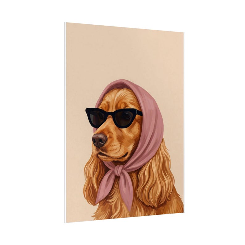 Cocker Spaniel Wall Art – Stylish Dog Poster, Retro Scarf Pet Portrait ...