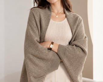 Wollschal, weicher Strick-Schulterschal, Winterschal für Damen