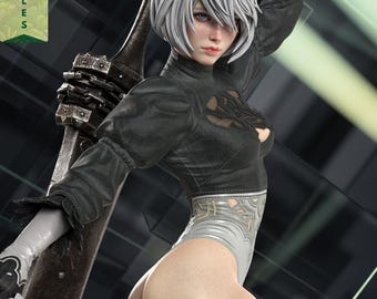 2B Nier Automata 3D Model | 1/6 Scale Statue, High Detail Diorama Base (Digital Download)