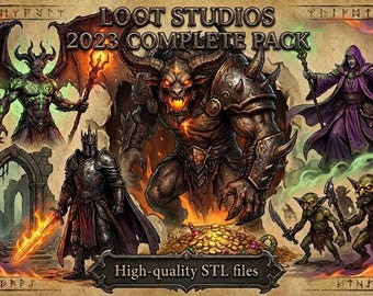 Loot Studios STL Bundle 2023 | 12 Pack Mega Collection DnD | 130GB Miniatures & Terrain digital