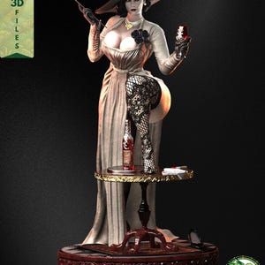 Arquivo STL da Alcina Dimitrescu | Modelo para impressão 3D de Resident Evil Village | Colecionadora da Dama Vampira Gótica