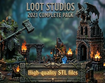 Loot Studios STL Bundle 2021 | 12 Pack Mega Collection | 110GB+ Miniatures & Terrain