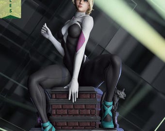 Gwen Stacy Spider Man | Diorama 3D STL Printing | Girl Statue Mature | Digital Download