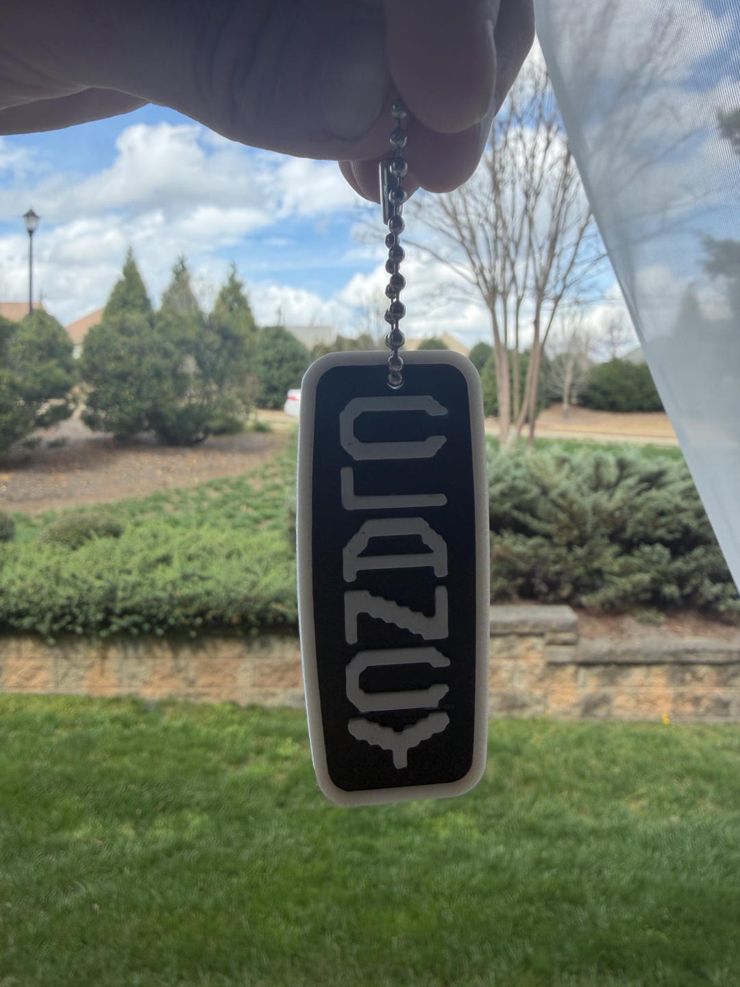 3D Printed Keychain: Raised Lettering, Modern Design, Black White ...
