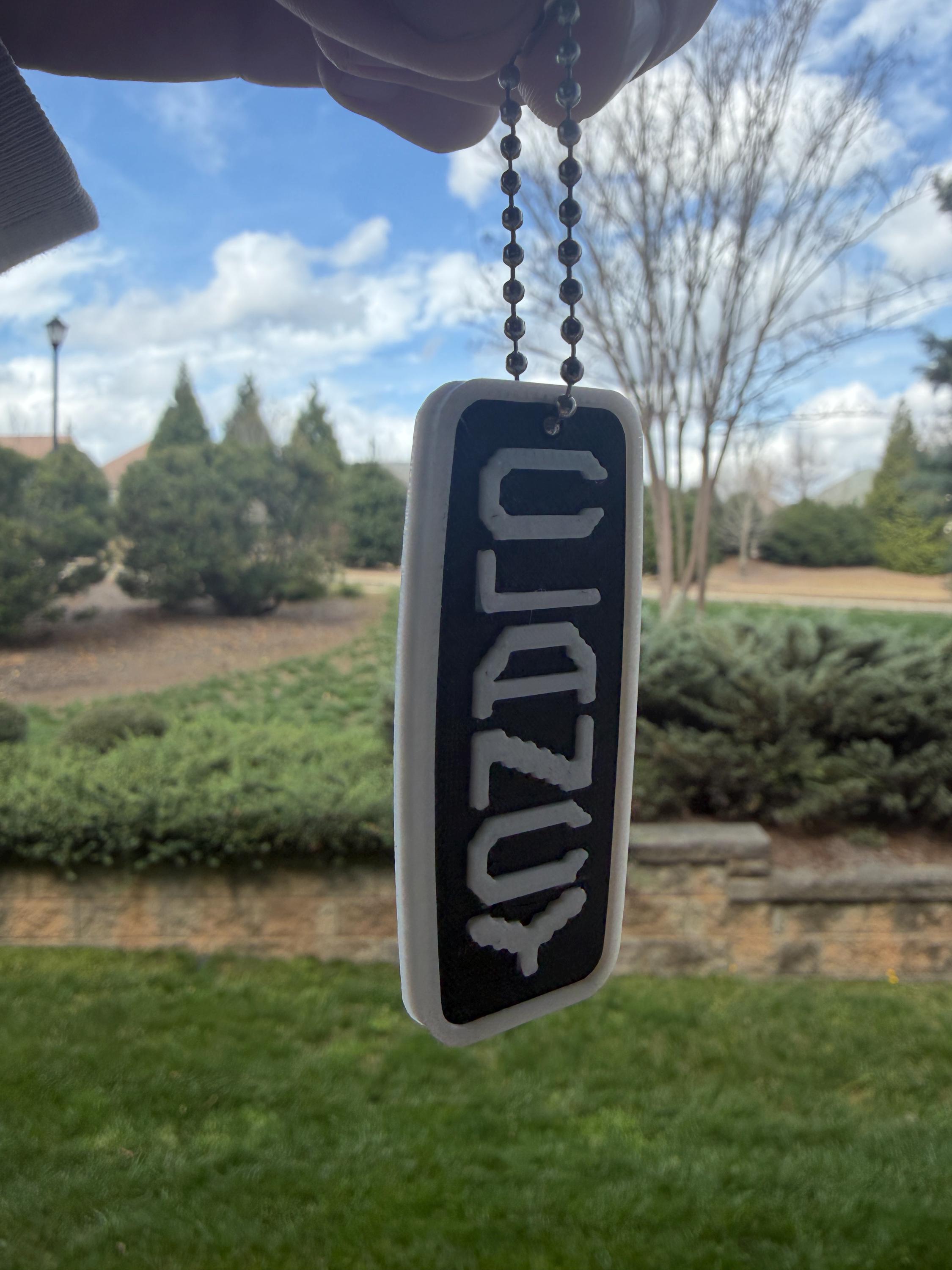 3D Printed Keychain: Raised Lettering, Modern Design, Black White ...