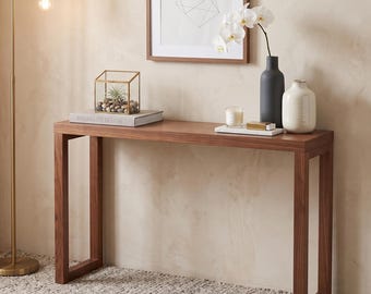Minimalist Walnut Console Table Modern Entryway Stand Narrow Wood Hallway Furniture Mid Century Sofa Desk. ZKHomeCraft