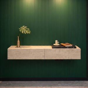 Travertine Patterned Flying Drawer | Wall Mounted Hanging Drawer | Entrance & Living Room Console | 120cm.