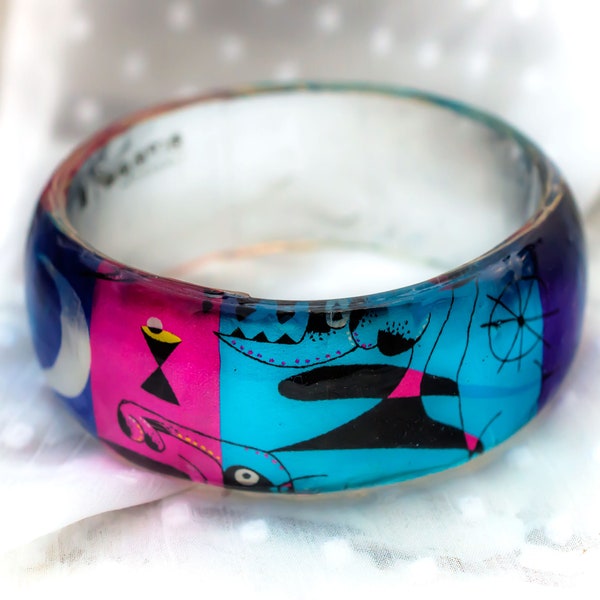 Joan Miro resin bangle bracelet great abstract jewelry for art lover
