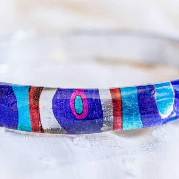 Resin Bangle Bracelet, Kandinsky Inspired Bracelet, Art Jewelry, Chunky Bangle, Statement Jewelry, Stacking Resin Bracelet, Vibrant Jewelry