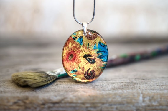 Sunflower Pendant Circle Resin Pendant Designer Jewelry Van