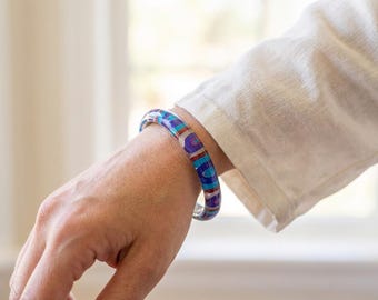 Kandinsky Inspired Resin Bangle Bracelet, Art Jewelry