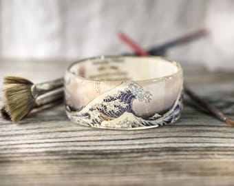 Katsushika Hokusai Resin Bracelet, The Great Wave Off Kanagawa Jewelry, Japanese Jewelry, Statement Art Jewelry, Art Collector Jewelry, Gift