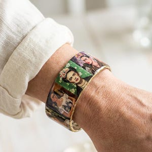 Frida Kahlo Resin Bangle, Feminist Art Jewelry, Handmade
