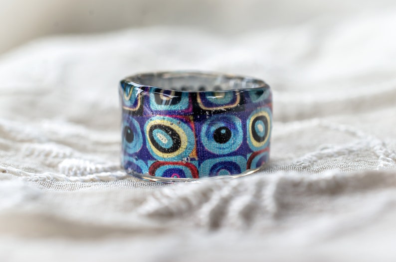 Abstract Ring by PAGANEuniques Art Resin Ring Kandinsky Circles Ring
