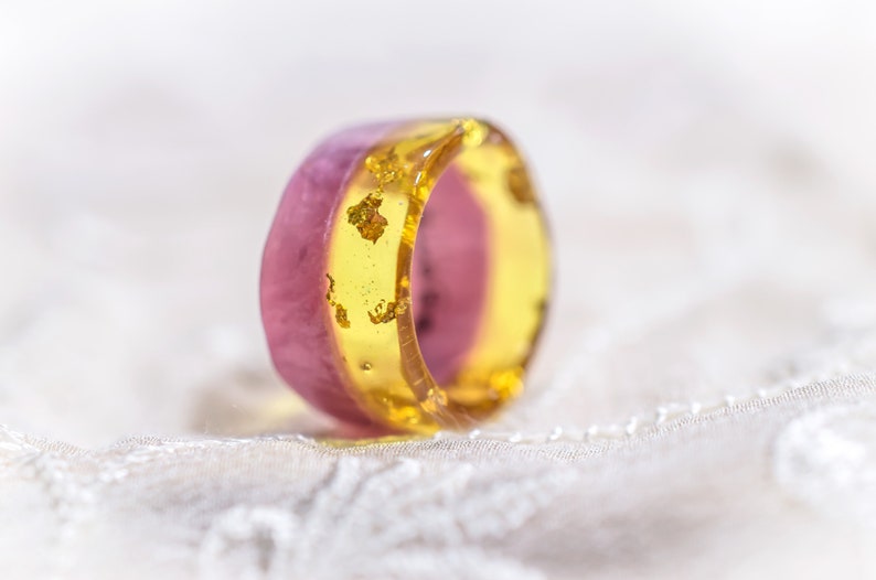 Colorblock Resin Ring Pink Gold Ring Perfect Gift For Her Bohemian Jewelry Wide Resin Ring