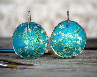 Vincent Van Gogh Jewelry, Almond Blossom Earrings, Art Jewelry, Painter Gift, Carnival Jewelry